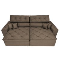 Sofá Austin 2,62m Retrátil, Reclinável com Molas no Assento e Almofadas, Tecido Suede Grafite