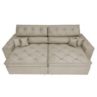 Sofá Austin 2,42m Retrátil, Reclinável com Molas no Assento e Almofadas, Tecido Suede Grafite