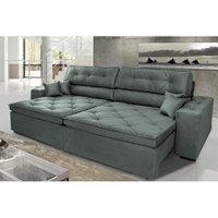 Sofá Austin 3,02m Retrátil, Reclinável com Molas no Assento e Almofadas, Tecido Suede Vinho