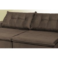 Sofá Austrália 2,32m Retrátil, Reclinável, Molas e Pillow no Assento Tecido Suede Café Cama InBox