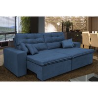 Sofá Cairo 1,82m Retrátil Reclinável, Molas no Assento, 4 Almofadas Tecido Suede - Cama InBox