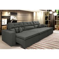 Sofá Cairo 3,82m Retrátil Reclinável, Molas no Assento, 6 Almofadas Tecido Suede Cama InBox