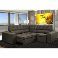 Sofa de Canto Retrátil e Reclinável com Molas Cama inBox Austin 2,20m x 2,20m Suede Velusoft