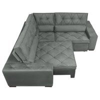 Sofa de Canto Retrátil e Reclinável com Molas Cama inBox Austin 2,30m x 2,30m Suede Velusoft