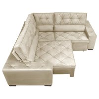 Sofa de Canto Retrátil e Reclinável com Molas Cama inBox Austin 2,30m x 2,30m Suede Velusoft