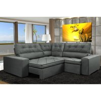 Sofa de Canto Retrátil e Reclinável com Molas Cama inBox Austin 2,40m x 2,40m Suede Velusoft