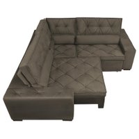 Sofa de Canto Retrátil e Reclinável com Molas Cama inBox Austin 2,60m x 2,60m Suede Velusoft