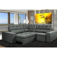 Sofa de Canto Retrátil e Reclinável com Molas Cama inBox Austin 2,70m x 2,70m Suede Velusoft