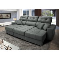 Sofá Retrátil e Reclinável Cama inBox Diamond 2,72m Tecido Suede Velusoft Cinza