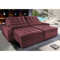 Sofá Retrátil e Reclinável com Molas Ensacadas Cama inBox Gold 2,92m Tecido Suede Velusoft Vinho