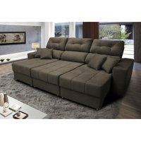 Sofá Retrátil e Reclinável Cama inBox Diamond 2,52m Tecido Suede Velusoft