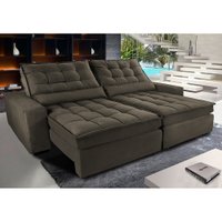 Sofá Retrátil e Reclinável com Molas Ensacadas Cama inBox Gold 2,92m Tecido Suede Velusoft Café