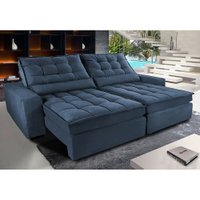 Sofá Retrátil e Reclinável com Molas Ensacadas Cama inBox Gold 2,12m Tecido Suede Velusoft Azul