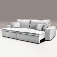 Sofa Retrátil e Reclinável com Molas Cama inBox Premium 3,12m tecido em linho Cinza Claro