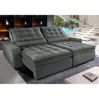 Sofá Retrátil e Reclinável com Molas Ensacadas Cama inBox Gold 2,12m Tecido Suede Velusoft Cinza