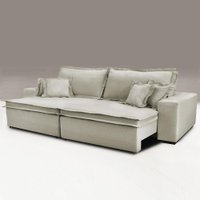 Sofa Retrátil e Reclinável com Molas Cama inBox Premium 2,72m tecido em linho Bege Escuro