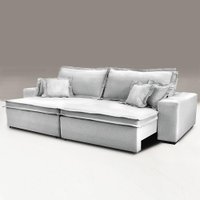Sofa Retrátil e Reclinável com Molas Cama inBox Premium 2,32m tecido em linho Cinza Claro