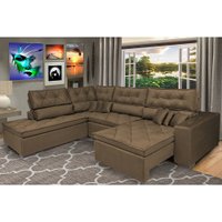 Sofá de Canto Retrátil e Reclinável com Molas Cama inBox Platinum Esquerdo 3,40x2,36 Suede