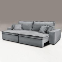Sofa Retrátil e Reclinável com Molas Cama inBox Premium 2,52m tecido em linho Cinza Escuro