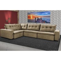 Sofa de Canto Retrátil e Reclinável com Molas Cama inBox Oklahoma 3,85X2,61 ou 2,61X3,85 Castor