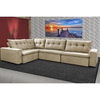 Sofa de Canto Retrátil e Reclinável com Molas Cama inBox Oklahoma 3,65X2,51 ou 2,51X3,65 Bege