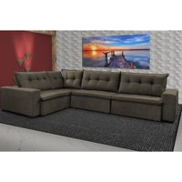 Sofa de Canto Retrátil e Reclinável com Molas Cama inBox Oklahoma 3,85X2,61 ou 2,61X3,85 Café
