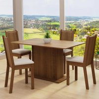 Conjunto Sala de Jantar Madesa Luana Mesa Tampo de Madeira 4 Cadeiras