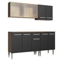 Cozinha Completa Madesa Emilly Box com Balcão e Armário Vidro Miniboreal