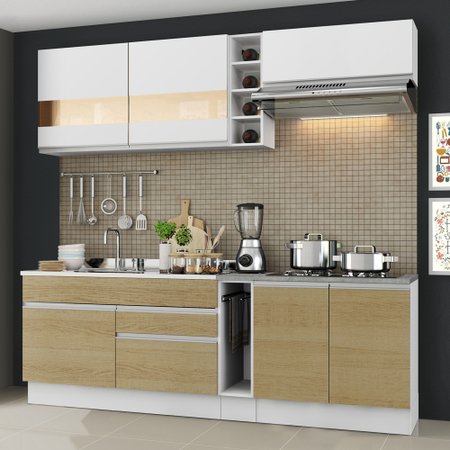 Cozinha Completa Madesa Parma Com Armario E Balcao Sem Tampo E Pia Detalhe Em Vidro Reflex Colombo
