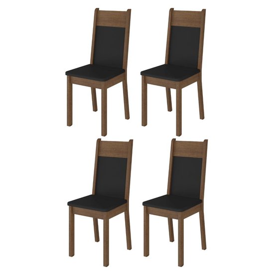 Kit 4 Cadeiras 4280 Madesa Rustic/Preto