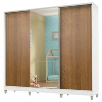 Guarda-Roupa Infantil em MDF Madesa Logan 3 Portas de Correr com Espelho com Pés