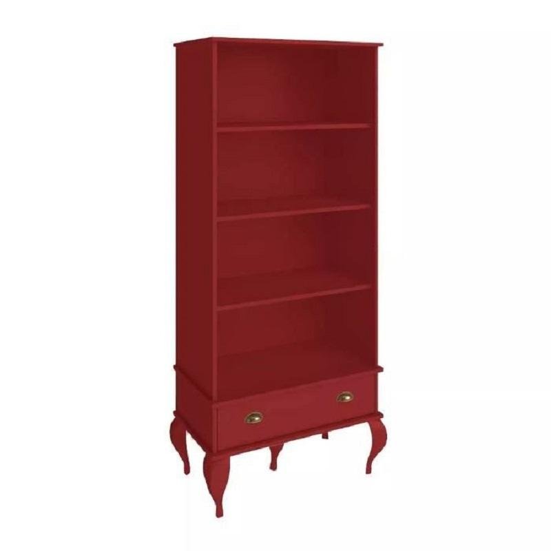 Armario Estante Para Livros Classica Provencal 1 Gaveta Vermelho Colombo