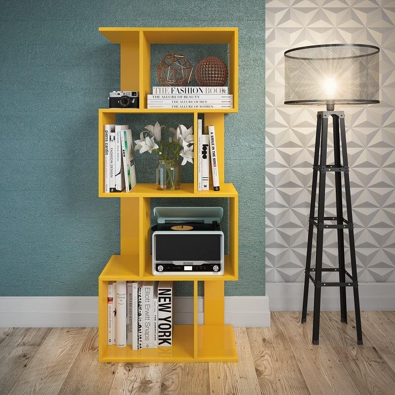 Estante Baixa Rack Nicho Prateleira Livros Escritorio Amarelo Colombo