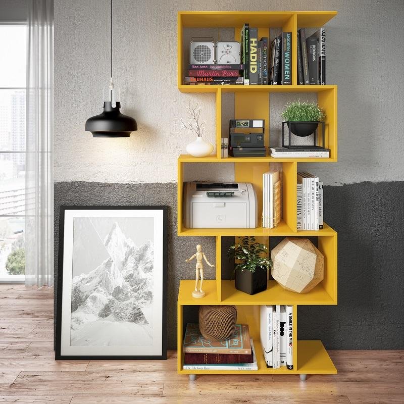 Estante Nicho Prateleira Livros Sala Escritorio Amarelo Colombo