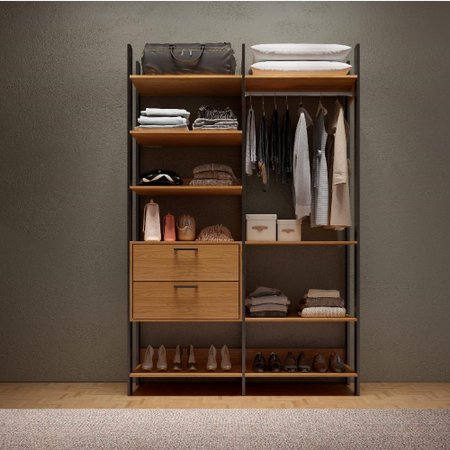 Armario Roupas Closet C Prateleiras 2 Gavetas Mdf Preto Luxo Tw403 Dalla Costa Colombo