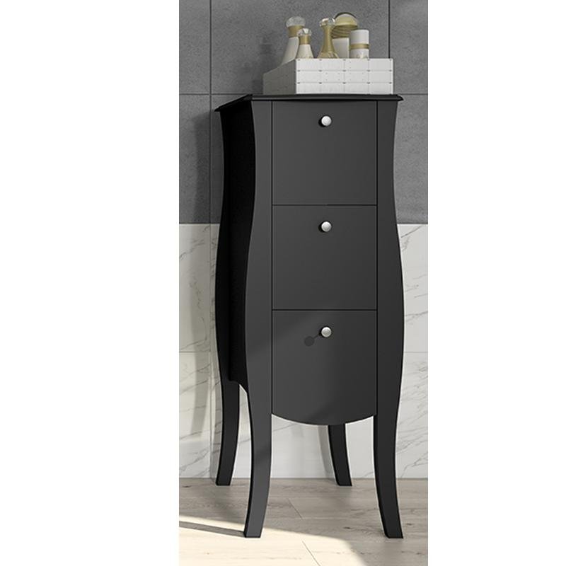 Armario P Banheiro Classe 3 Gavetas Madeira Mdf Preto Colombo