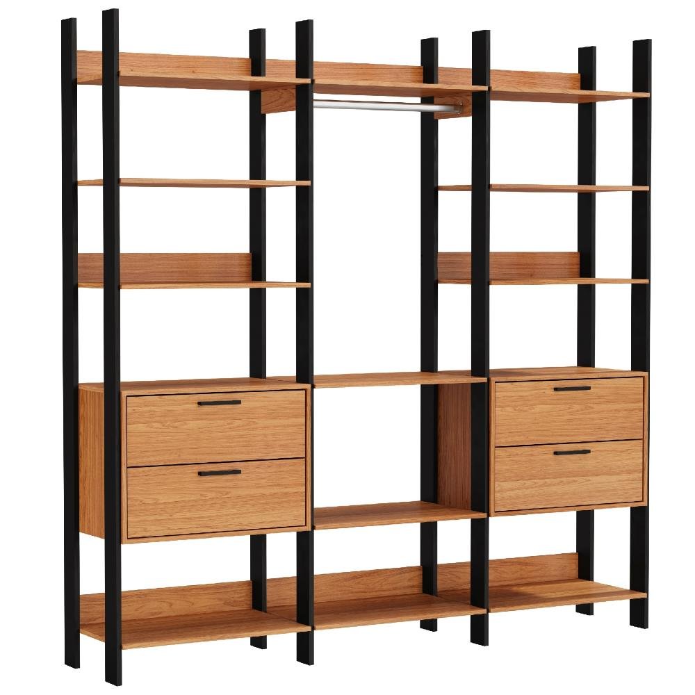Armario Roupas Closet Casal 4 Gavetas Mdf Preto Luxo Tw404 Dalla Costa Colombo