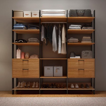 Armario Roupas Closet Casal 4 Gavetas Mdf Preto Luxo Tw404 Dalla Costa Colombo