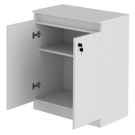 Armario Para Escritorio Baixo 2 Portas Com Chave Me4149 Branco Tecno Mobili Colombo