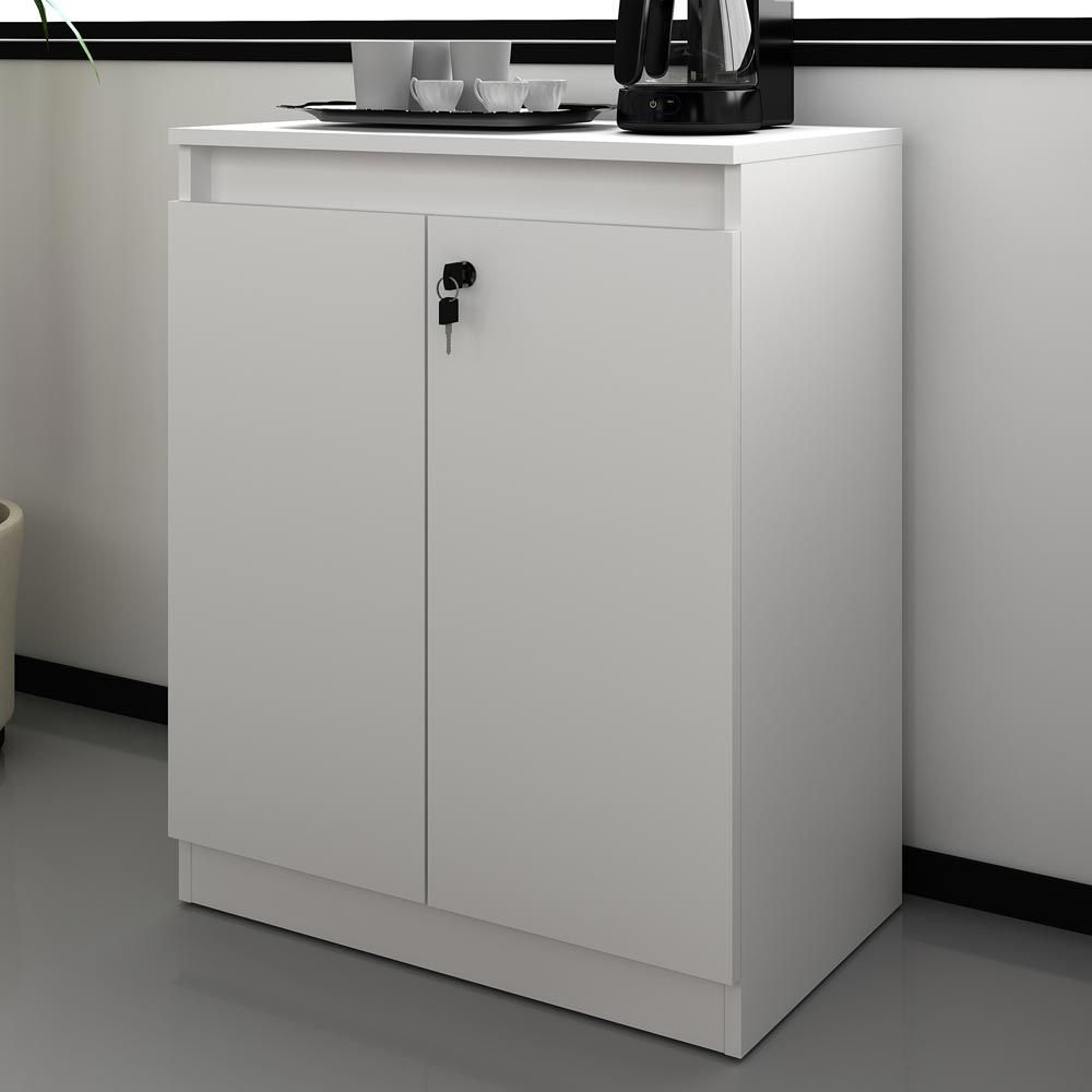 Armario Para Escritorio Baixo 2 Portas Com Chave Me4149 Branco Tecno Mobili Colombo