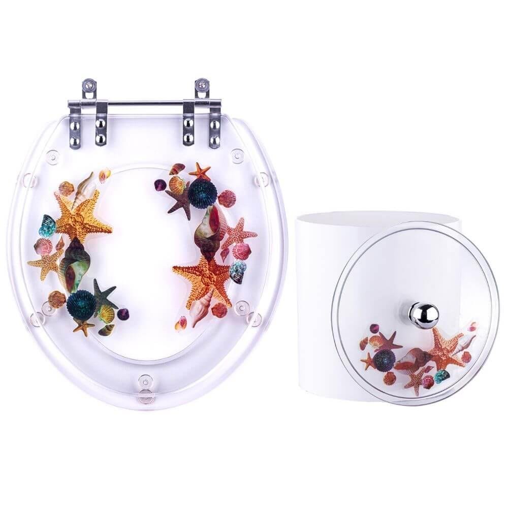 Tampa De Vaso E Lixeira Decorada Fundo Do Mar Colombo