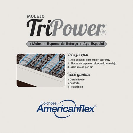 Conjunto Box Casal Molas TriPower Americanflex Bio Bambu 138x188x63cm