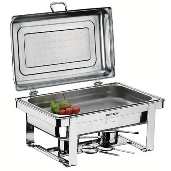 Rechaud Retangular Duplo 8L com 2 Cubas 1/2 Banho Maria Aço Inox Savoy Brinox