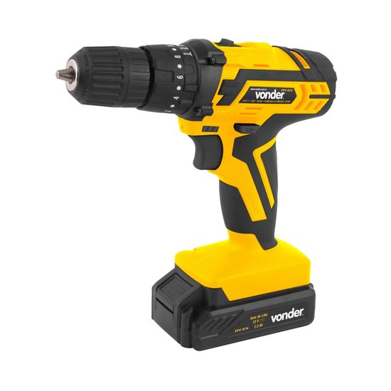 Parafusadeira / Furadeira com Impacto a Bateria, 12 V, PFV 074, Kit com 74 Peças - Vonder