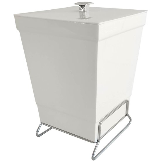Lixeira Plastica Com Suporte Apoio - 6,5L - Stolf Branco