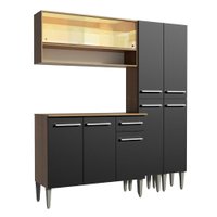 Cozinha Compacta Madesa Emilly Winter com Armário Vidro Reflex e Balcão