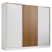 Guarda-Roupa Casal MDF Madesa Zurique 3 Portas de Correr - Branco/Branco/Rustic