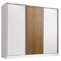 Guarda-Roupa Juvenil MDF Madesa Kevin 3 Portas de Correr - Branco/Branco/Rustic