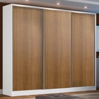 Guarda-Roupa Casal MDF Madesa Zurique 3 Portas de Correr - Rustic/Branco
