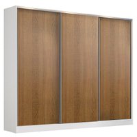 Guarda-Roupa Casal MDF Madesa Zurique 3 Portas de Correr - Rustic/Branco